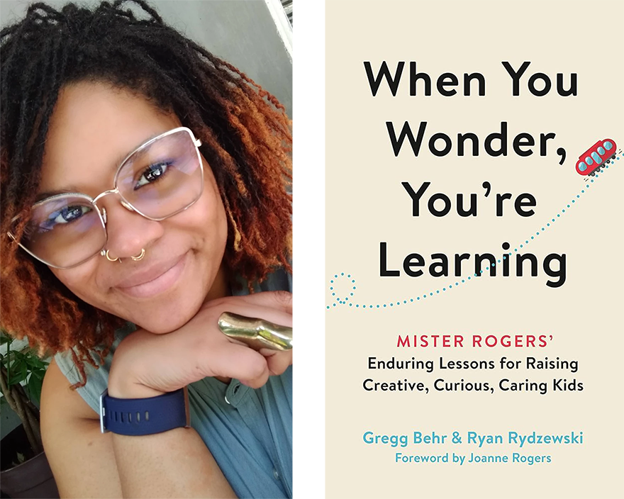 WPSU podcast episode cover featuring book cover for When You Wonder, You’re Learning alongside smiling face of local resident who reads their review.