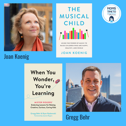 Moms Don’t Have Time to Read Books podcast cover with portrait of Gregg Behr and the cover of his and Ryan Rydzewski’s book, When You Wonder, You’re Learning.